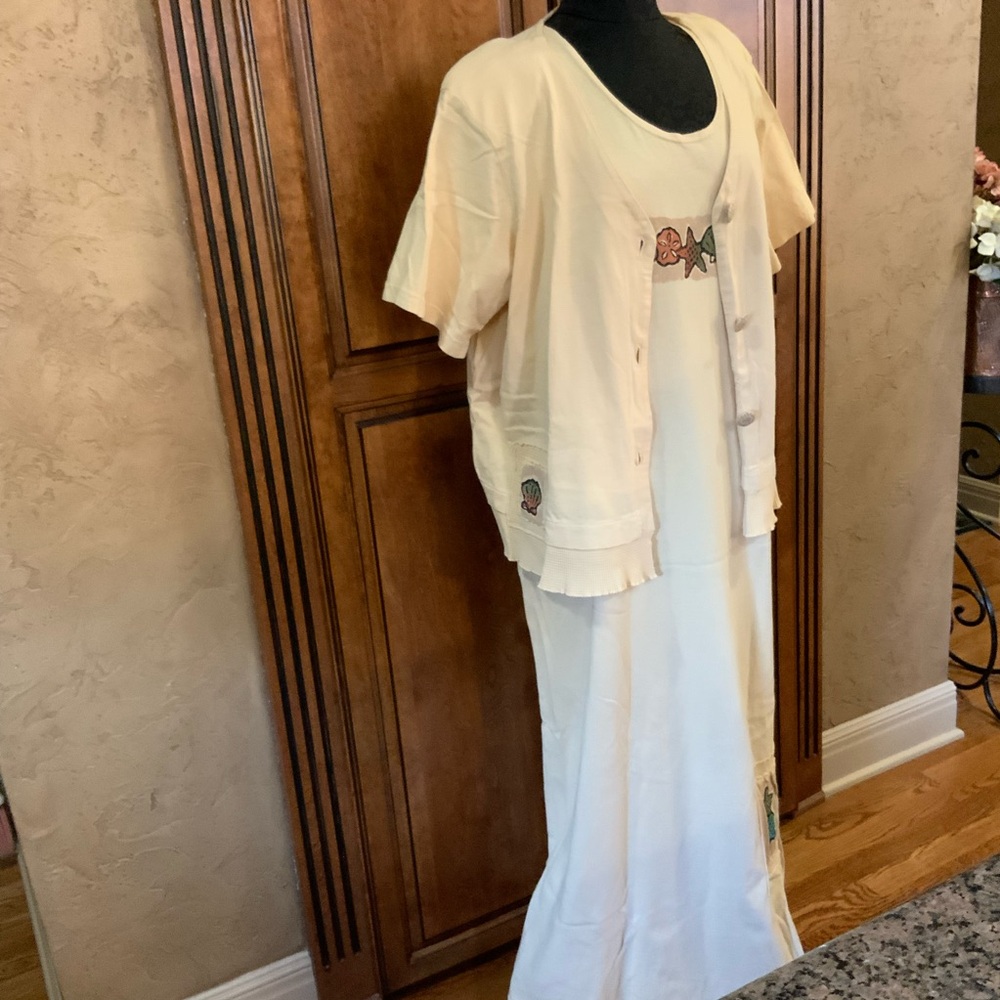 Vintage Focus Maxi Dress and Jacket Beachy Shells Yellow Size XL